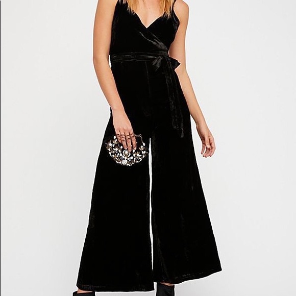 Free People Pants - Free people black velvet jumpsuit